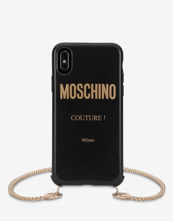 IPHONE XS ケース MOSCHINO COUTURE チェーン付き